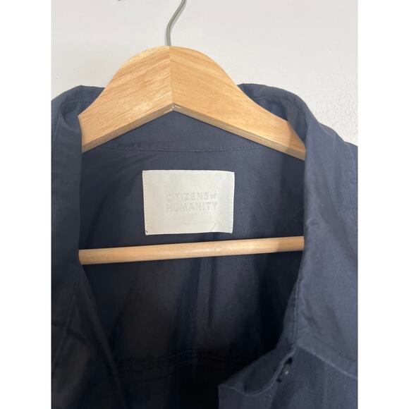 NEW Citizen of Humanity Alexandra Cotton Collared Poplin Crop Top Navy Size: M - Picture 4 of 8